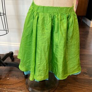 Vibrant Green and Blue Layered Girl Skirt